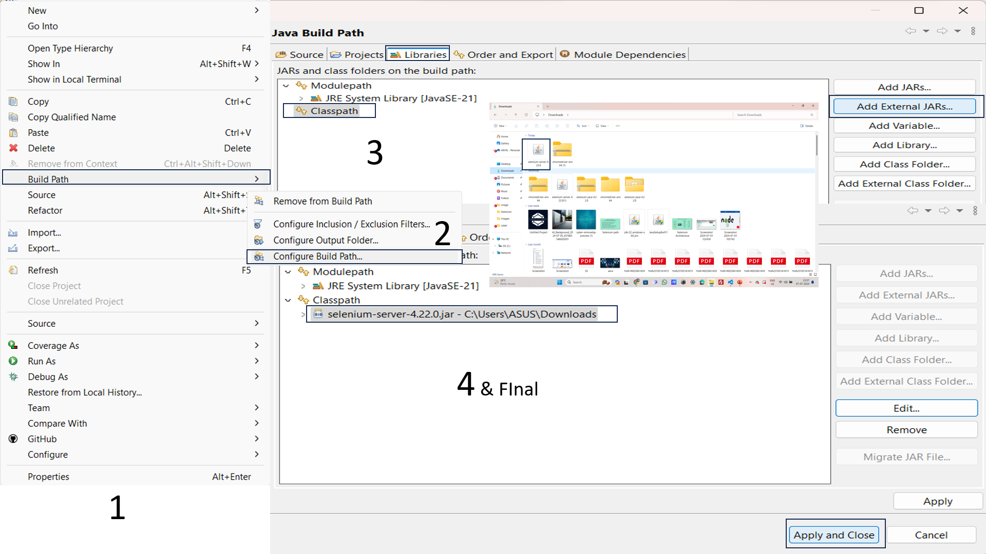 insert the selenium-jars